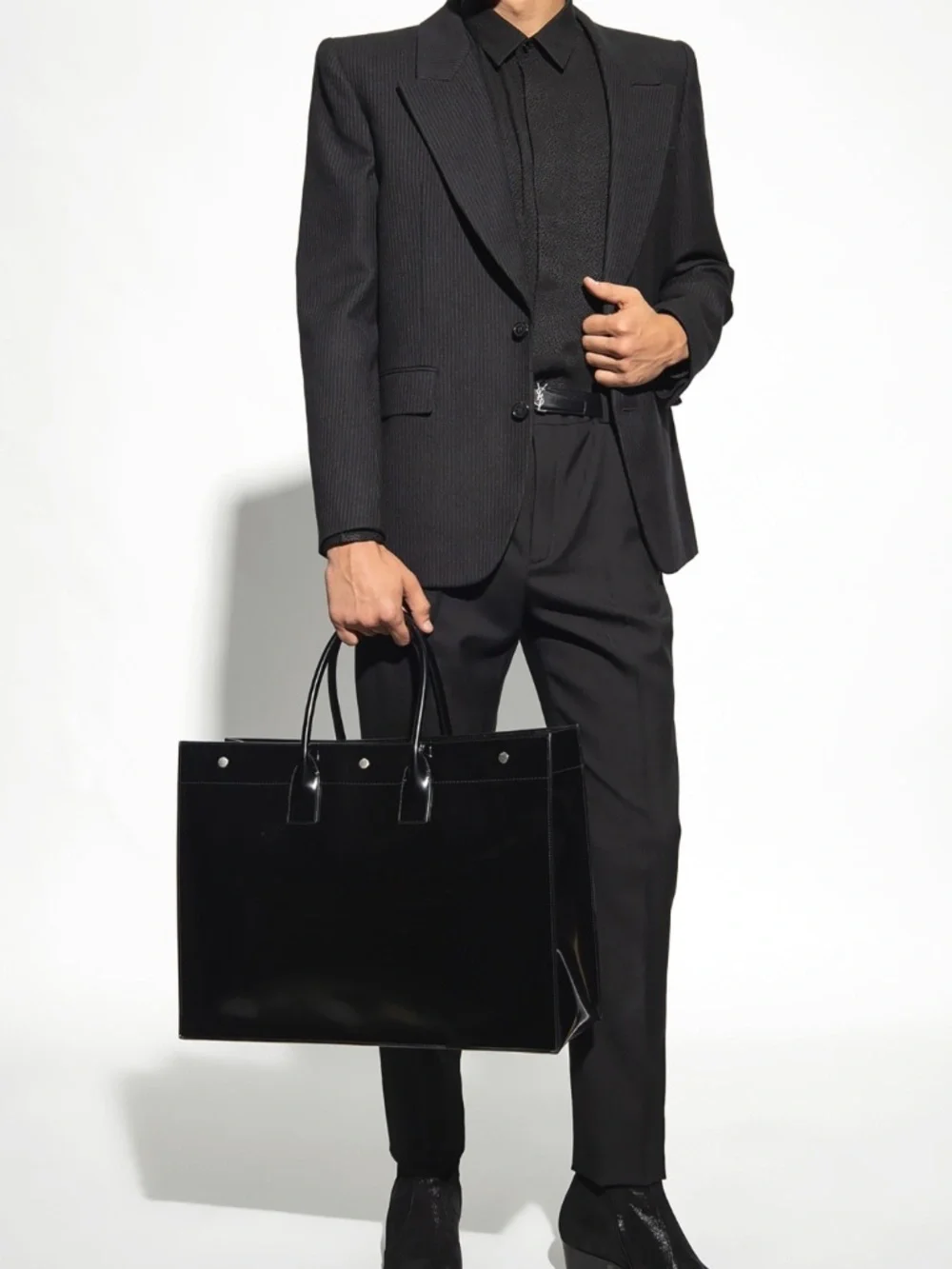 Saint Laurent YSL Black Micro Pinstripe Wool Tailleur Blazer Jacket